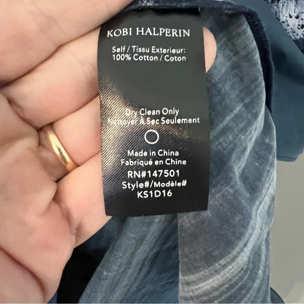 KOBI HALPERIN Sapir Tie Shirtdress Navy Size XL Shirt Dress - Picture 8 of 9